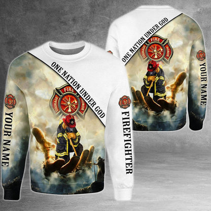 One Nation Under God, Firefighter All Over Print 3D Shirt, Firefighter Man 3D Hoodie Shirts TO0226