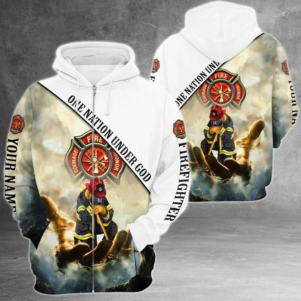 One Nation Under God, Firefighter All Over Print 3D Shirt, Firefighter Man 3D Hoodie Shirts TO0226