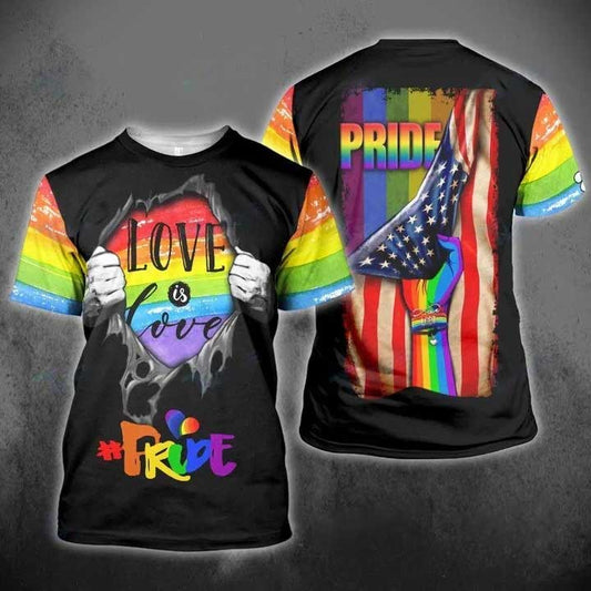 Love Pride 3D T Shirt, Lgbt Tear Off Pride Love Is Love 3D All Over Printed Shirt, Gift For Lesbian LO0886