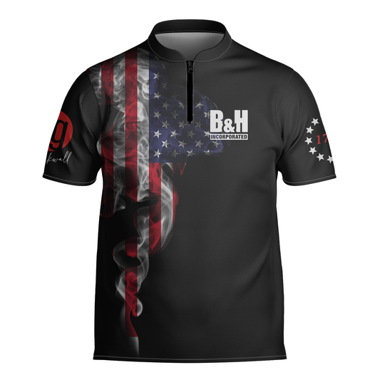 Us Flag Logo Smoke Custom Bowling Jerseys for Men, Uniform Shirt for Bowling Team, Bowler SO0727