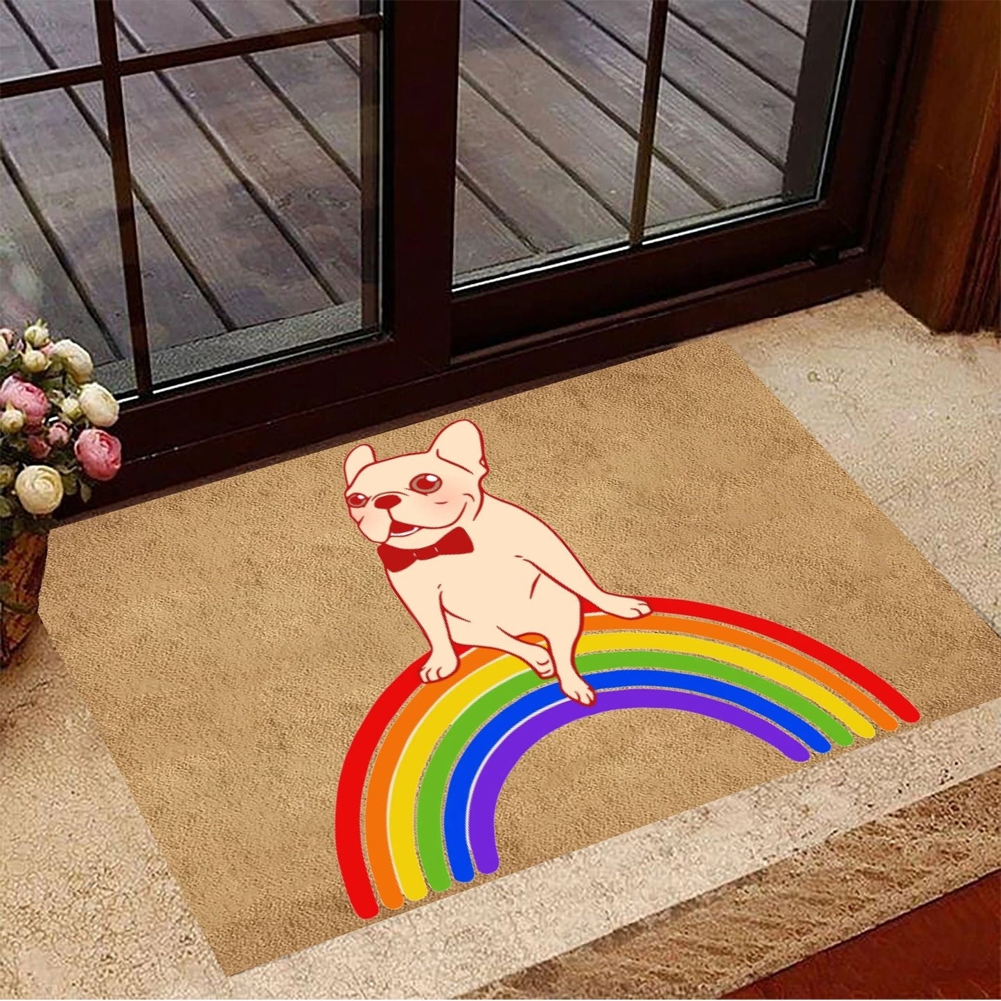 Rainbow Lgbt Pride Doormat, Frenchie Lgbt Home Decorative Welcome Doormat LO1396