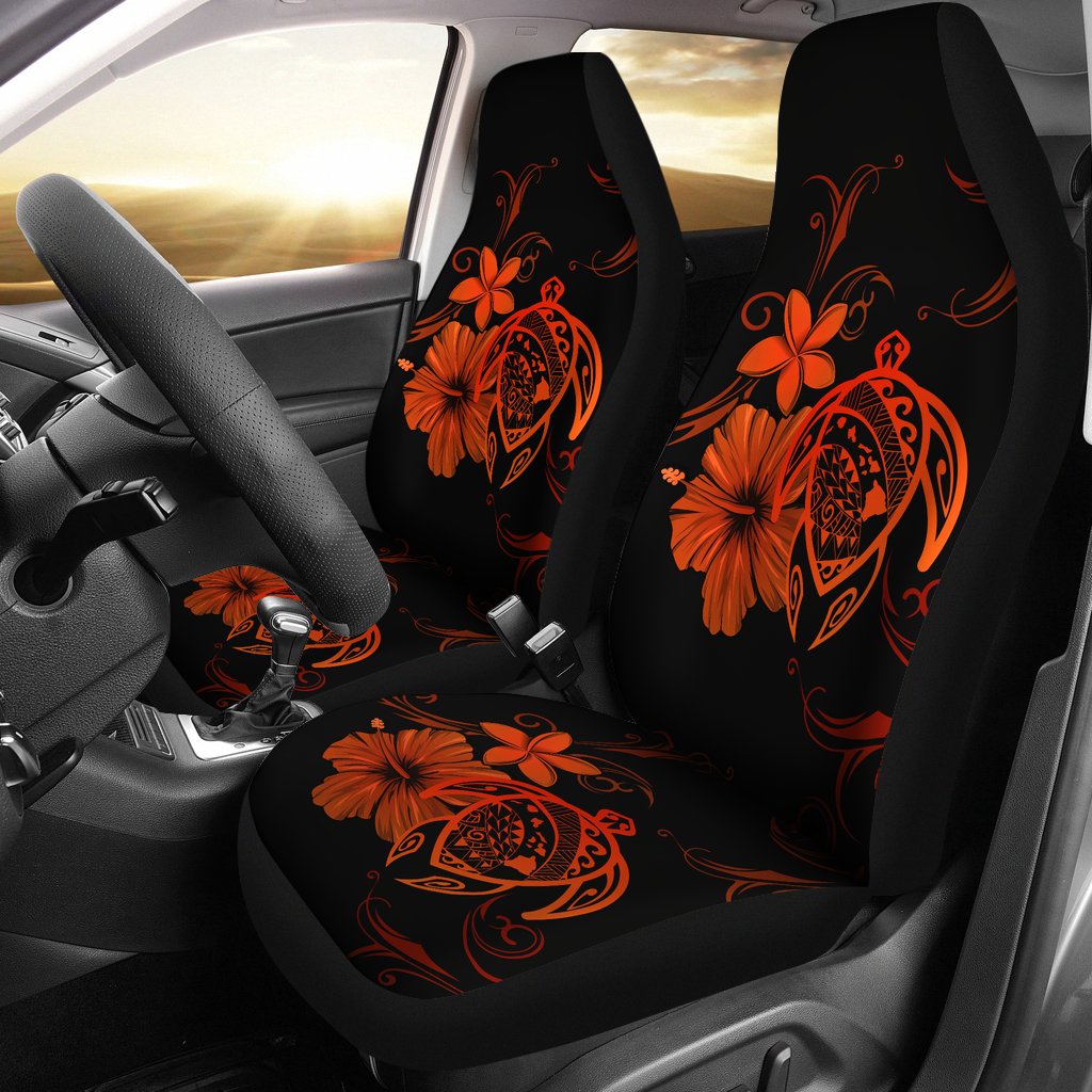 Hawaii Turtle Hibiscus Poly Orange Car Seat Covers SO0339