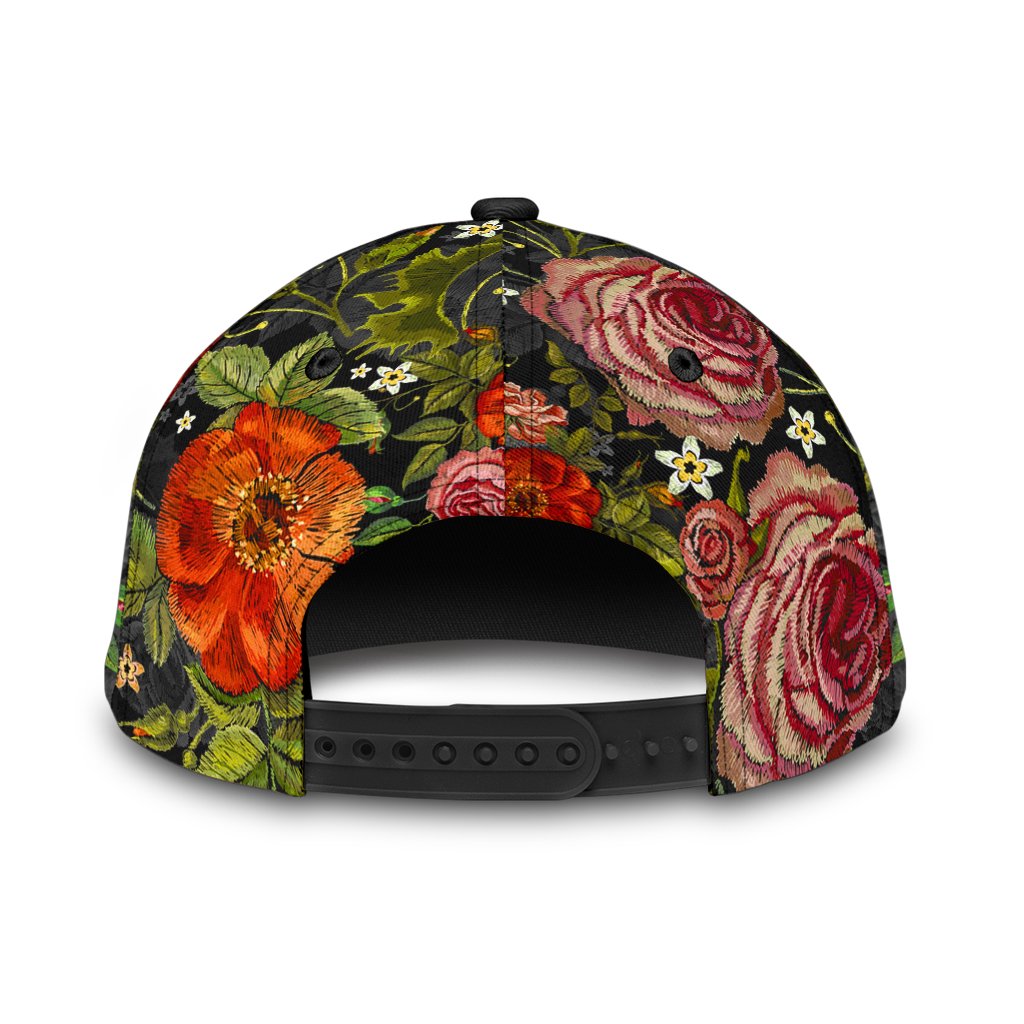 3D Baseball Cap Hat With Skull Flower Patter Skull Cap Hat For Her Women Skull Cap Hat CO0157