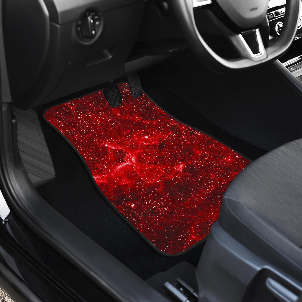 Red Stardust Universe Galaxy Space Print Front And Back Car Floor Mats, Front Car Mat SO0281