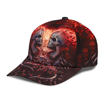 3D Full Printed Baseball Cap With Skull Angry Red Fire Skull Pattern On Cap Hat CO0158