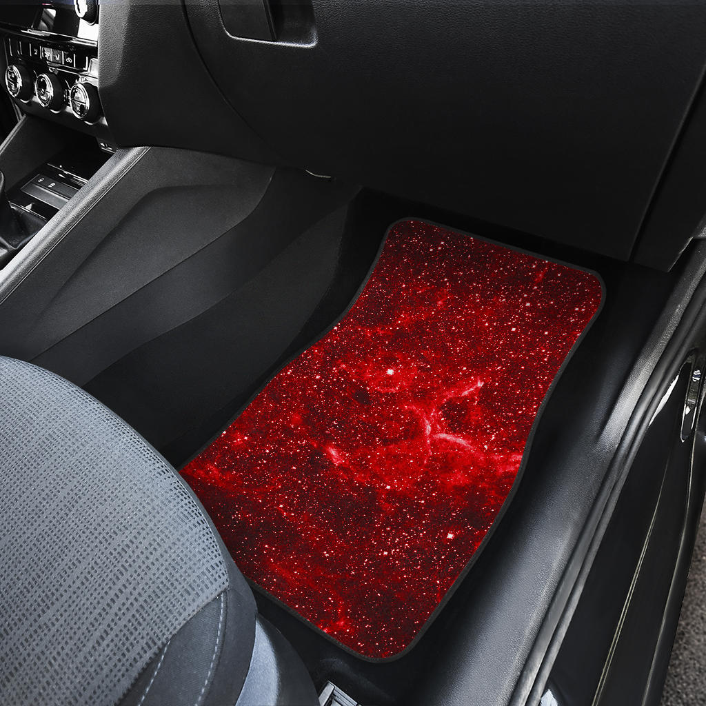 Red Stardust Universe Galaxy Space Print Front And Back Car Floor Mats, Front Car Mat SO0281