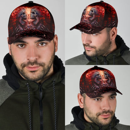 3D Full Printed Baseball Cap With Skull Angry Red Fire Skull Pattern On Cap Hat CO0158