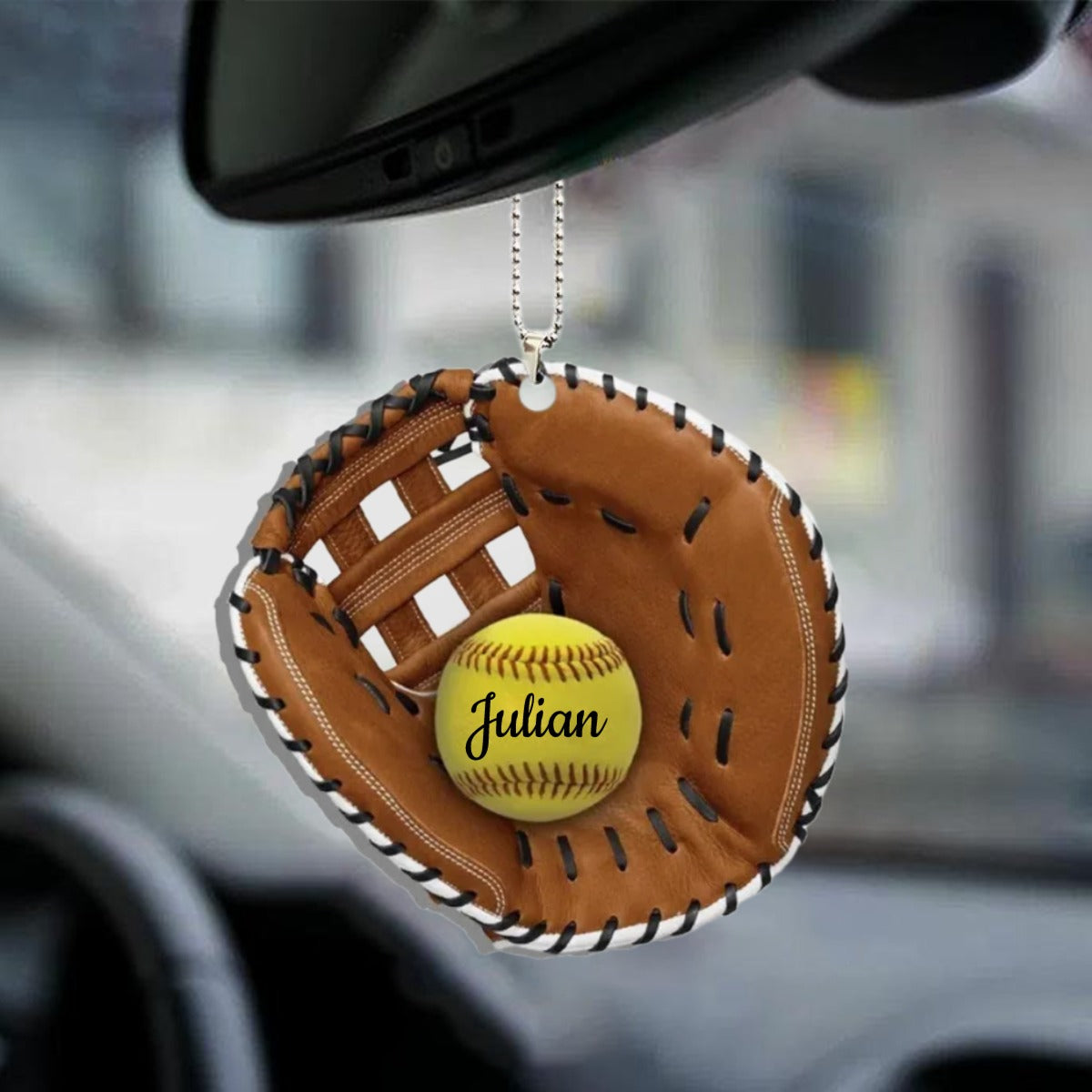 Softball Personalized Flat Acrylic Car Hanging Ornament OO0105