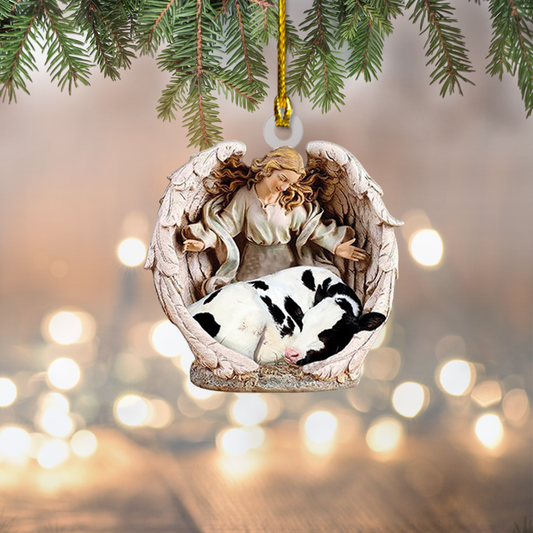 Cow Sleeping Angel Ornament, Cow Angel Wings Ornament, Cow Car Ornament, Cow Christmas Ornament, Cow Lovers Ornament, Cow Xmas Gift OO1675