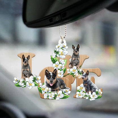 Heeler Love Flowers Dog Lover Car Hanging Ornament Gifts OO0895