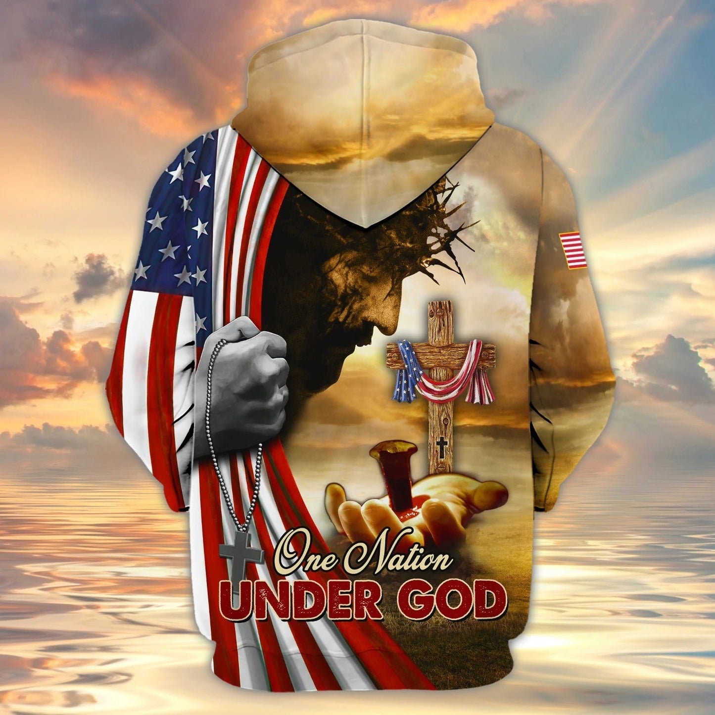 One Nation Under God Christian 3D Full Printed Shirts, Independence Day Hoodie 3D Tee Shirt, Patriotice 3D Tshirts TO0214