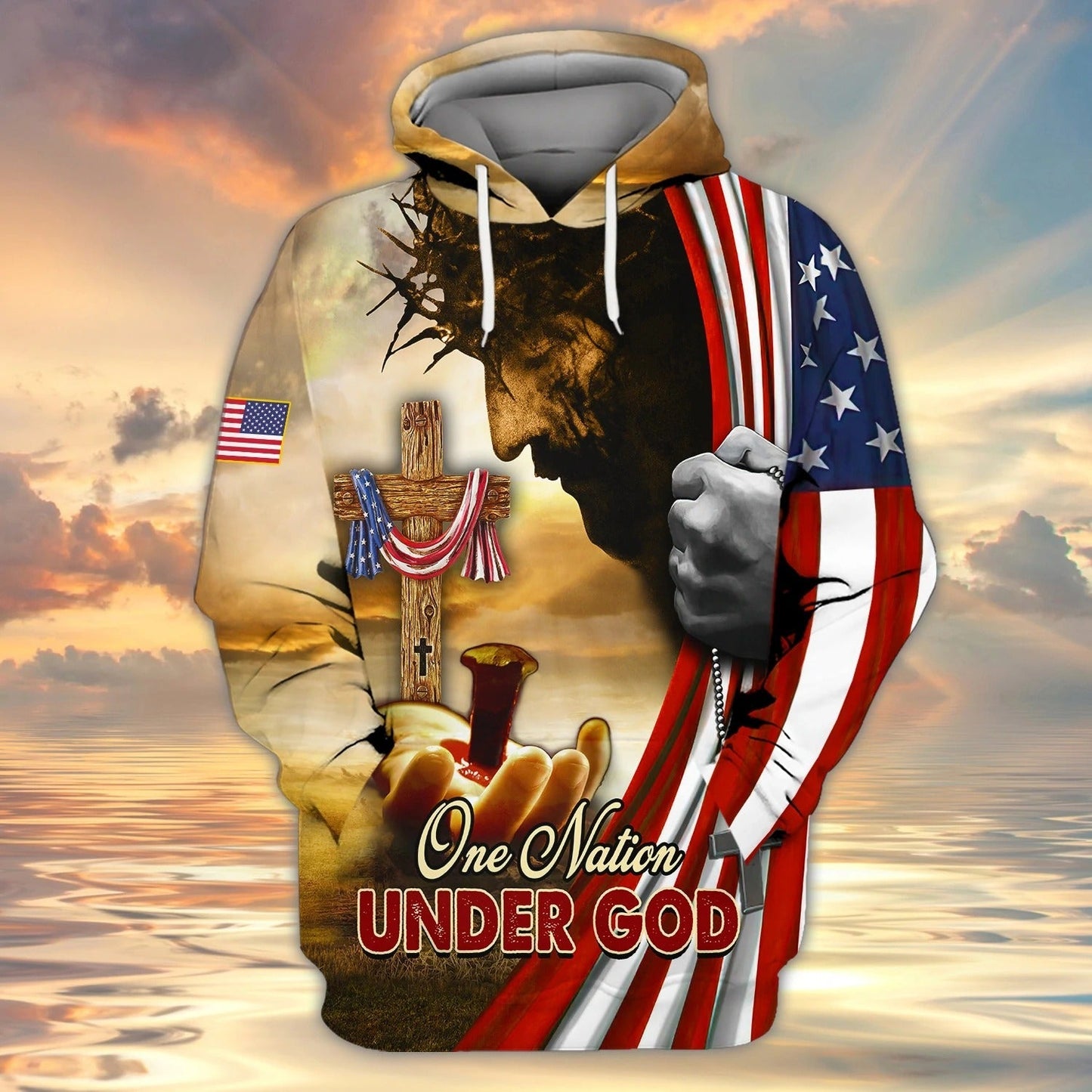 One Nation Under God Christian 3D Full Printed Shirts, Independence Day Hoodie 3D Tee Shirt, Patriotice 3D Tshirts TO0214