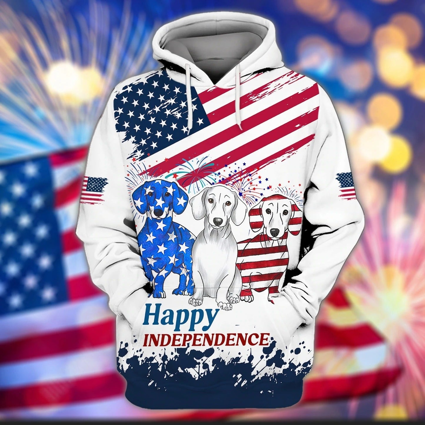 Happy Independence Day 3D All Over Print Shirt, Dog In Usa Flag 4Th Of July Hoodie 3D Bomber TO0142