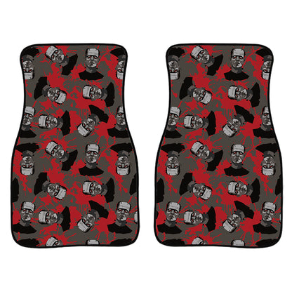 Horror Frankenstein Pattern Print Front And Back Car Floor Mats, Front Car Mat SO0288