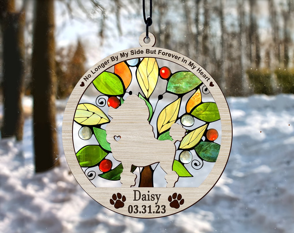 Personalized Dog Memorial Suncatcher with any Dog Breed, Handmade Custom Name Dog Decor, , Loss of Pet Sympathy Gift, Gift for Dog Lover OA0220