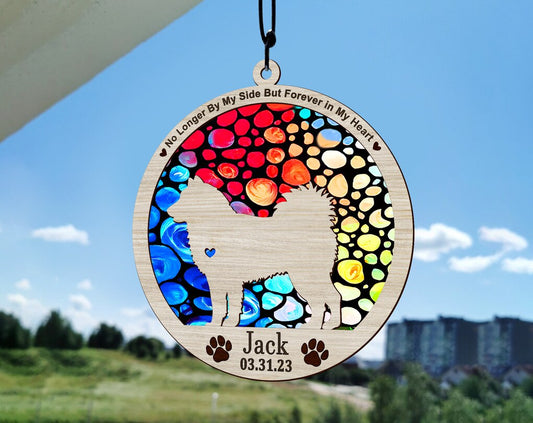 Rainbow Bridge, Dog Memorial Suncatcher, Loss of Pet Sympathy Gift, Handmade Custom Name Dog Decor, Gift for Dog Lovers OA0221