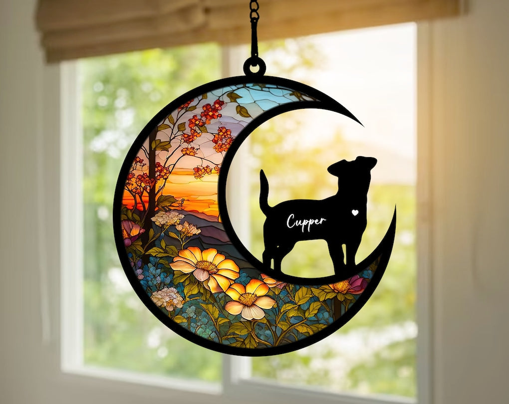 Loss of Pet Sympathy Gift, Pet Memorial Suncatcher, Handmade Custom Name Dog Decor, Engraved Dog Lovers Gift, Gift for Dog Lovers OA0233