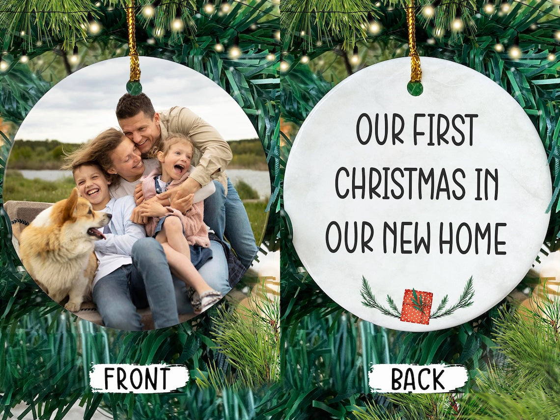 Custom photo ornament double sides, Christmas photo ornament, personalized Christmas ornament front and back image, tree decoration picture SO0940