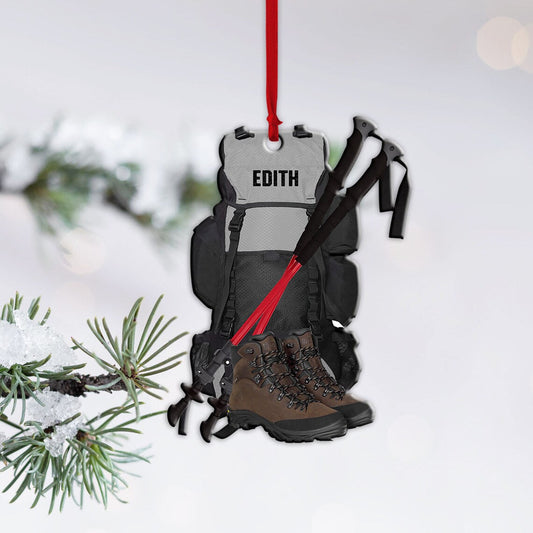 Hiking Bag Custom Custom Shape Ornaments, Hiking Christmas Flat Ornament, Camping Lover Gift, Hiking Lover Gift, Christmas Gift For Camper OO1712