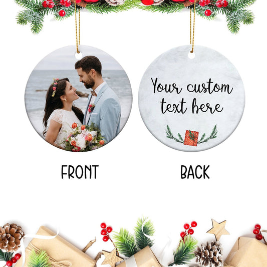 Custom photo ornament double sides, Christmas photo ornament, personalized Christmas ornament front and back image, tree decoration picture SO0940