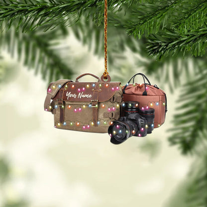 Personalized Camera Bag Christmas Ornament, Gift For photographer , love Camera tree hanging Ornament Decor, Camera Xmas decor SO1173