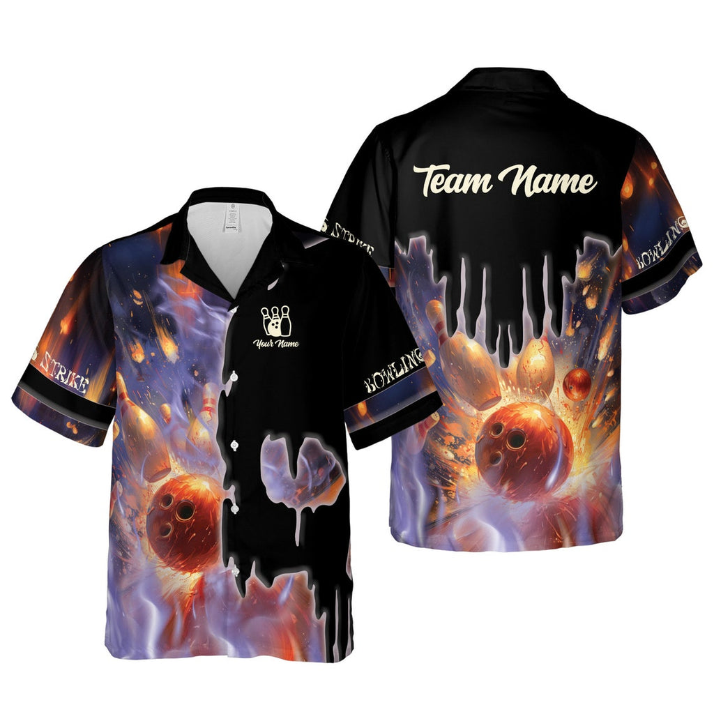 Bowling And Pins Gothic Skull Customized Name, Team Name 3D Hawaiian Shirt HO5678