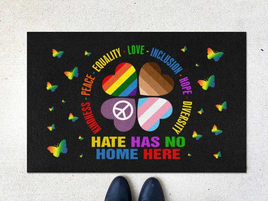 Pride Door Mat Hate Has No Home Here Doormat, Lgbtq Welcome Mat, All Are Welcome Here, Lgbt Doormat LO1342