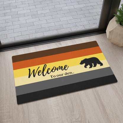 Pride Doormat Welcome To Our Den Bear Brotherhood Gay Bears Pride Lgbtq Door Floor Mat LO1381