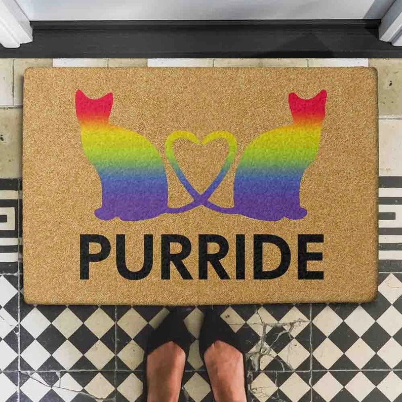 Purride Lgbt Cat Doormat, Pride Doormat, Welcome Mat, Cat Lgbtq Doormat LO1398