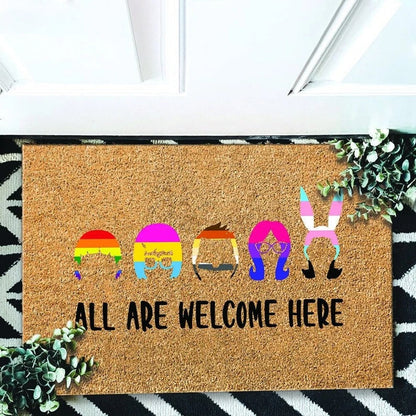 Lgbt Doormat All Are Welcome Here Doormat Nonbinary Bisexual Doormat, Trans Gift LO1384