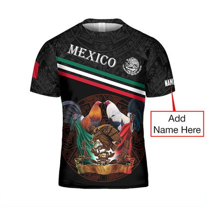 Customized Mexican T-Shirt, Mexican Rooster T-Shirt Unisex 3D, Custom Name Mexican Shirt, Patriotic Mexico Heritage All Over Printed Hoodie TO3058