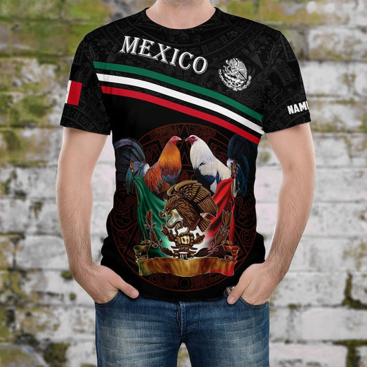 Customized Mexican T-Shirt, Mexican Rooster T-Shirt Unisex 3D, Custom Name Mexican Shirt, Patriotic Mexico Heritage All Over Printed Hoodie TO3058