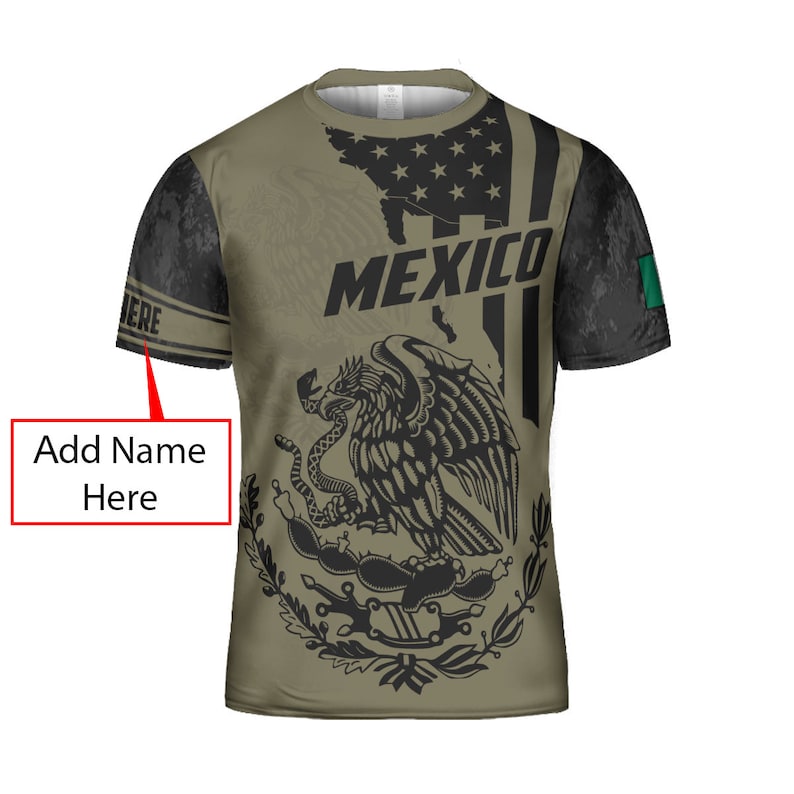 Personalized Mexican T-Shirt For Men, Custom Name Mexican Eagle Shirt, All Over Printed Mexican Shirt, Playera De Mexico, Camisa De Mexico TO3059