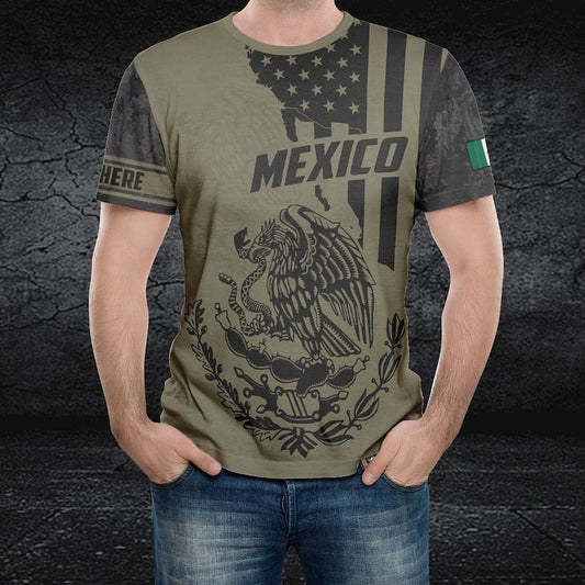 Personalized Mexican T-Shirt For Men, Custom Name Mexican Eagle Shirt, All Over Printed Mexican Shirt, Playera De Mexico, Camisa De Mexico TO3059