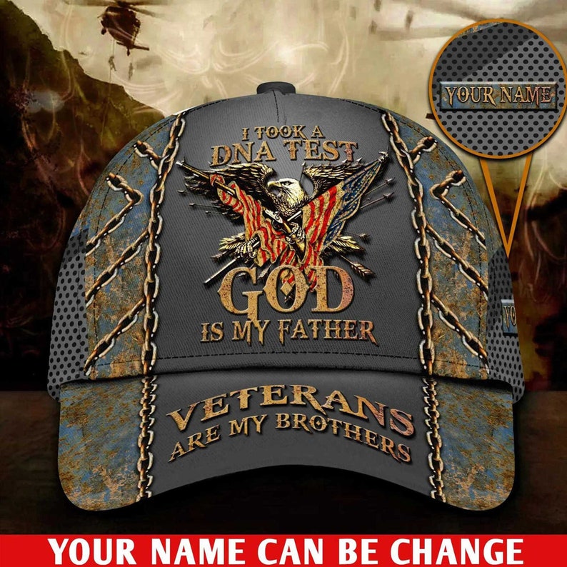 Personalized Name American Veteran Classic Cap, Veteran Hat, Gifts For Veteran, Veterans Are My Brothers Hat, Jesus Veteran Hat CA0262