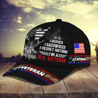 Personalized Name American Veteran 3D Cap, Veteran Hat, Gifts For Veteran, Memorial Day Gifts, I Served I Sacrificed CA0012