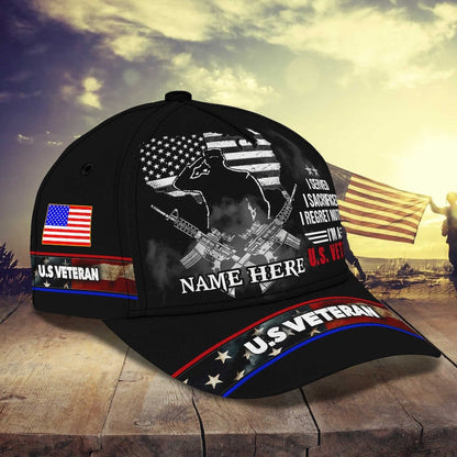 Personalized Name American Veteran 3D Cap, Veteran Hat, Gifts For Veteran, Memorial Day Gifts, I Served I Sacrificed CA0012