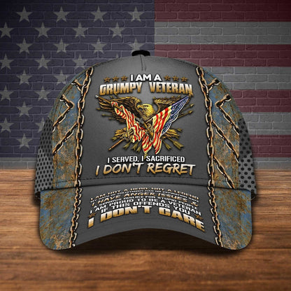 Personalized Name American Veteran Classic Cap, Veteran Hat, Gifts For Veteran, I Am A Grumpy Veteran Hat, Veterans Day Gift CA0020