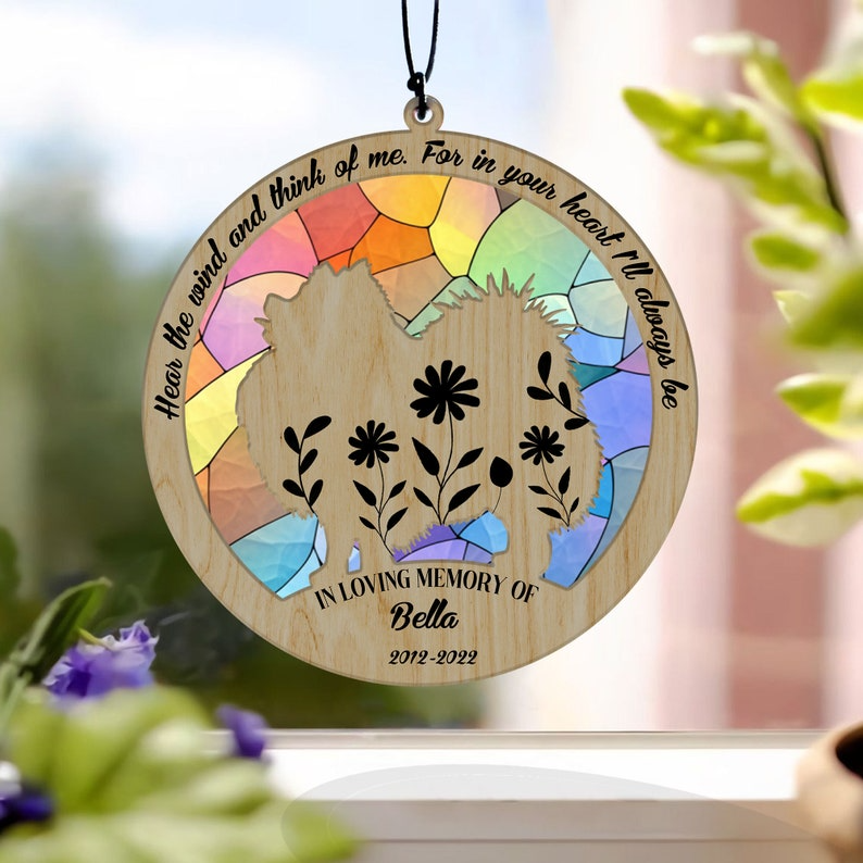 Personalized Pomeranian Memorial Suncatcher, Pet Memorial Gift, Pet Loss Gift OA0215