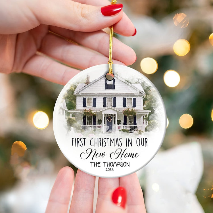 New Home Christmas Ornament, Personalized New House Photo Ornament, Custom House Address Ornament, Housewarming Gift, Ceramic Ornament SO0729