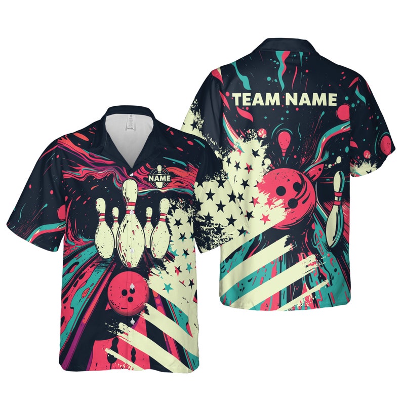 Bowling And Pins Gothic Skull Customized Name, Team Name 3D Hawaiian Shirt HO5678