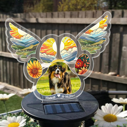 Custom Photo Pet Memorial Solar Light, Dog Loss Sympathy Gift, Personalized Cat Dog Photo Memorial Solar Power Garden, Pet Remembrance Gift ET0011