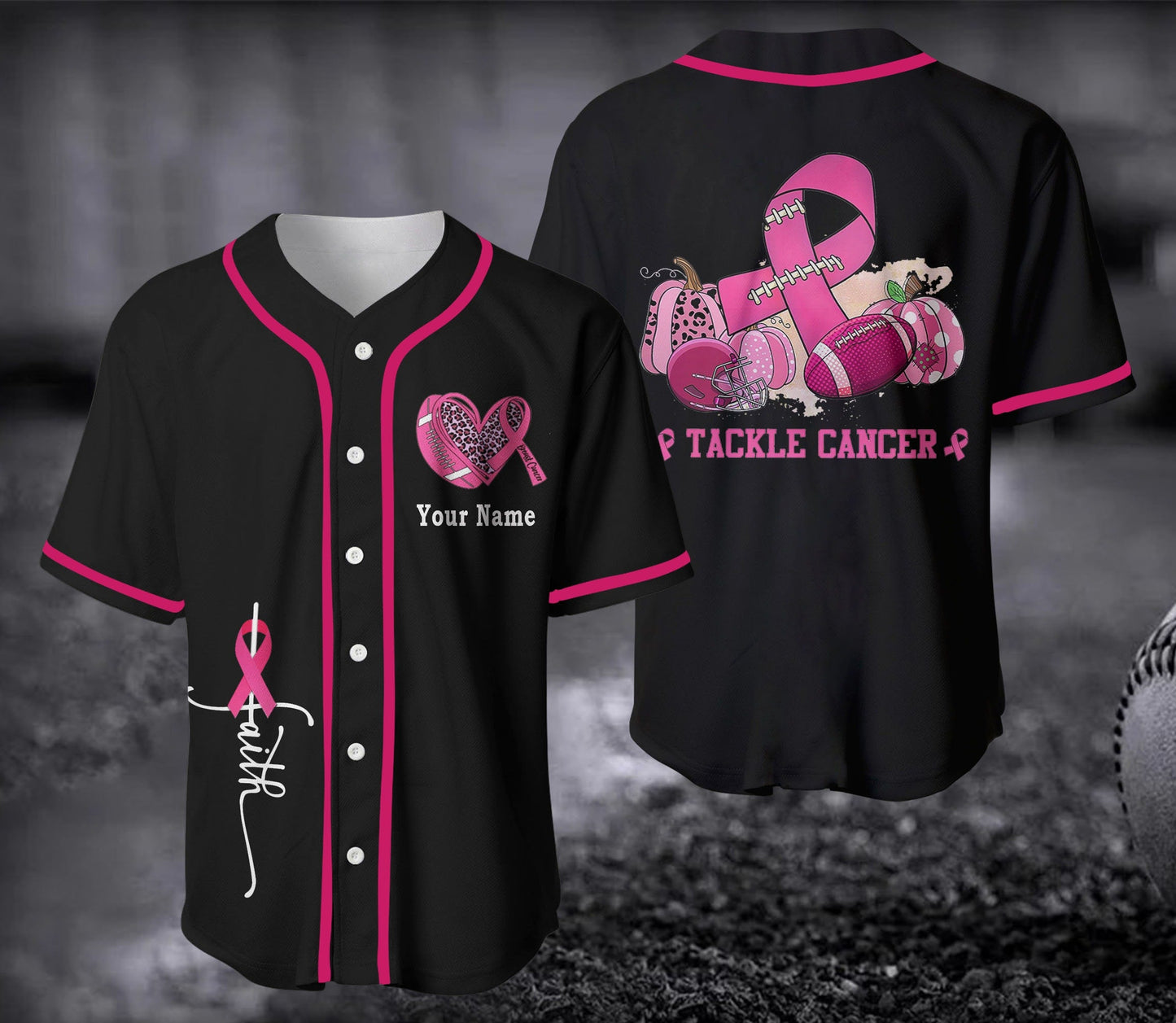 Tackle Cancer Football Jersey Sublimation Design,Personalized Breast Cancer Awareness, Gift for Baseball Lover SO0086