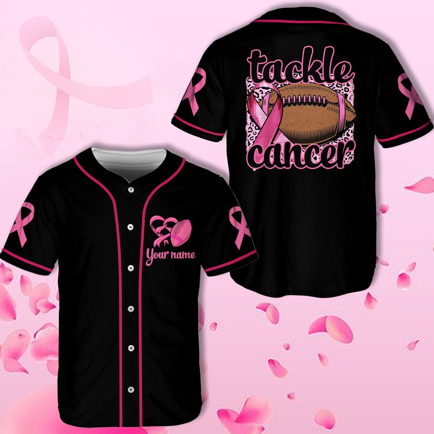 Tackle Cancer Football Jersey Sublimation Design,Personalized Breast Cancer Awareness, Gift for Baseball Lover SO0086