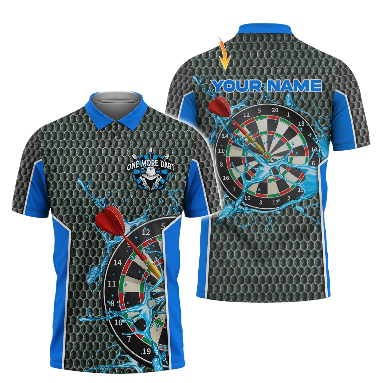 One More Dart Polo Shirt, Personalized Name Darts Water All Over Printed, Idea Gift for Dart Player DMO0019