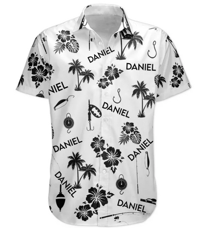 Fishing Tools Gears Custom Name Aloha Shirts For Men - Custom Hawaiian Shirts HA0027