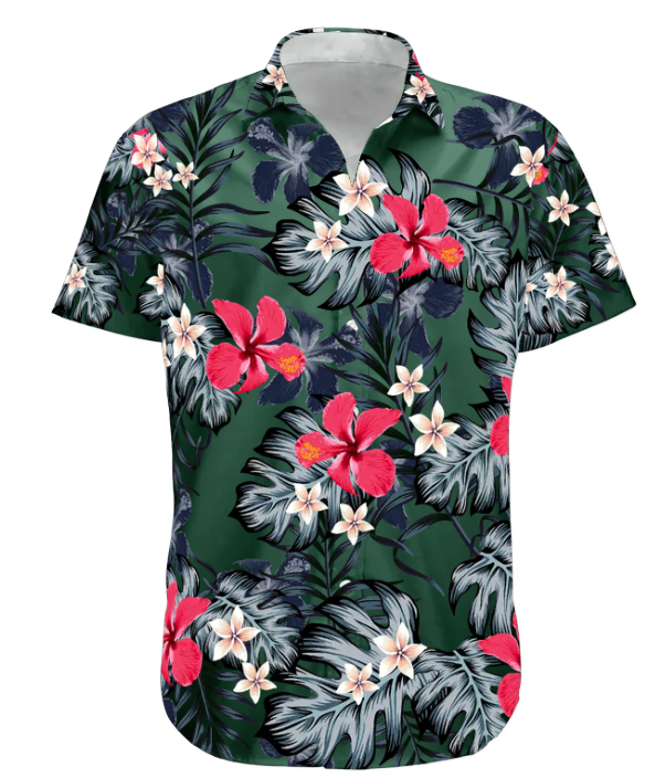 Custom Face Funny Photo For Men, Husband Red Hibiscus - Custom Photo Hawaiian Shirt HA0029