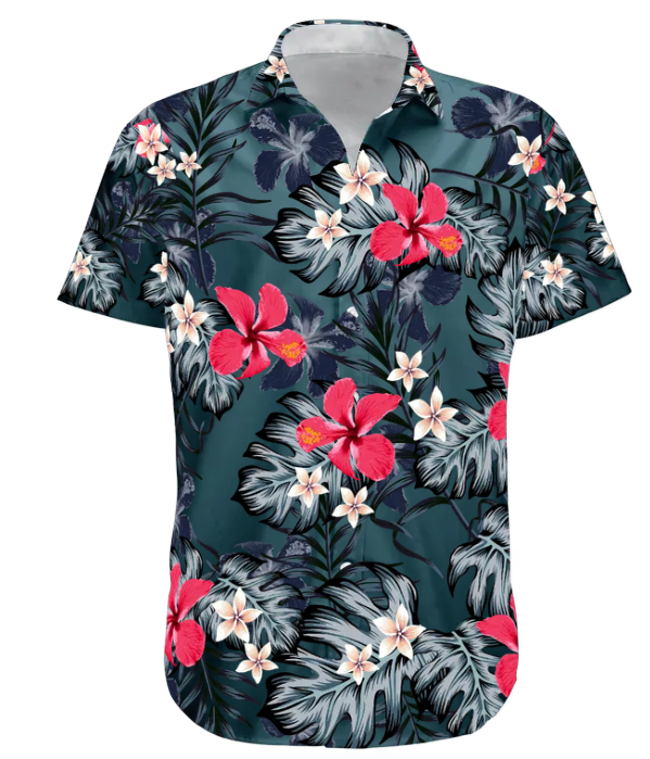 Custom Face Funny Photo For Men, Husband Red Hibiscus - Custom Photo Hawaiian Shirt HA0029