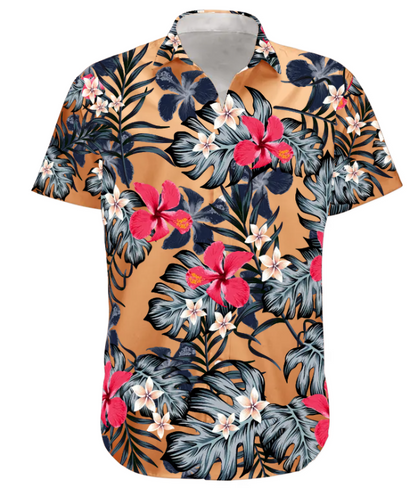 Custom Face Funny Photo For Men, Husband Red Hibiscus - Custom Photo Hawaiian Shirt HA0029