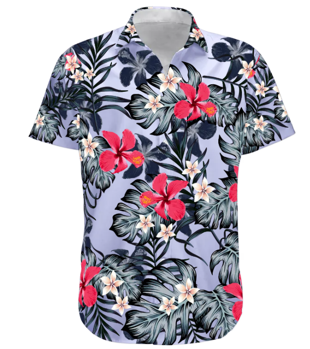 Custom Face Funny Photo For Men, Husband Red Hibiscus - Custom Photo Hawaiian Shirt HA0029